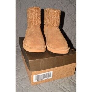 LAMO Szie 8 Chestnut Brown Knit Cuff Faux Fur Lined Winter Boots Womens Size